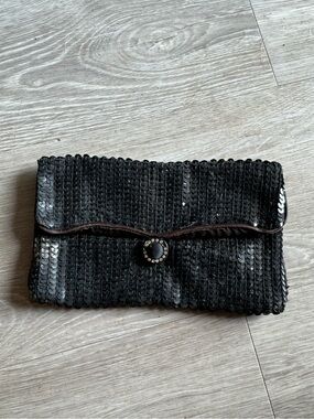 Vintage Norell black sequin evening clutch handbag
